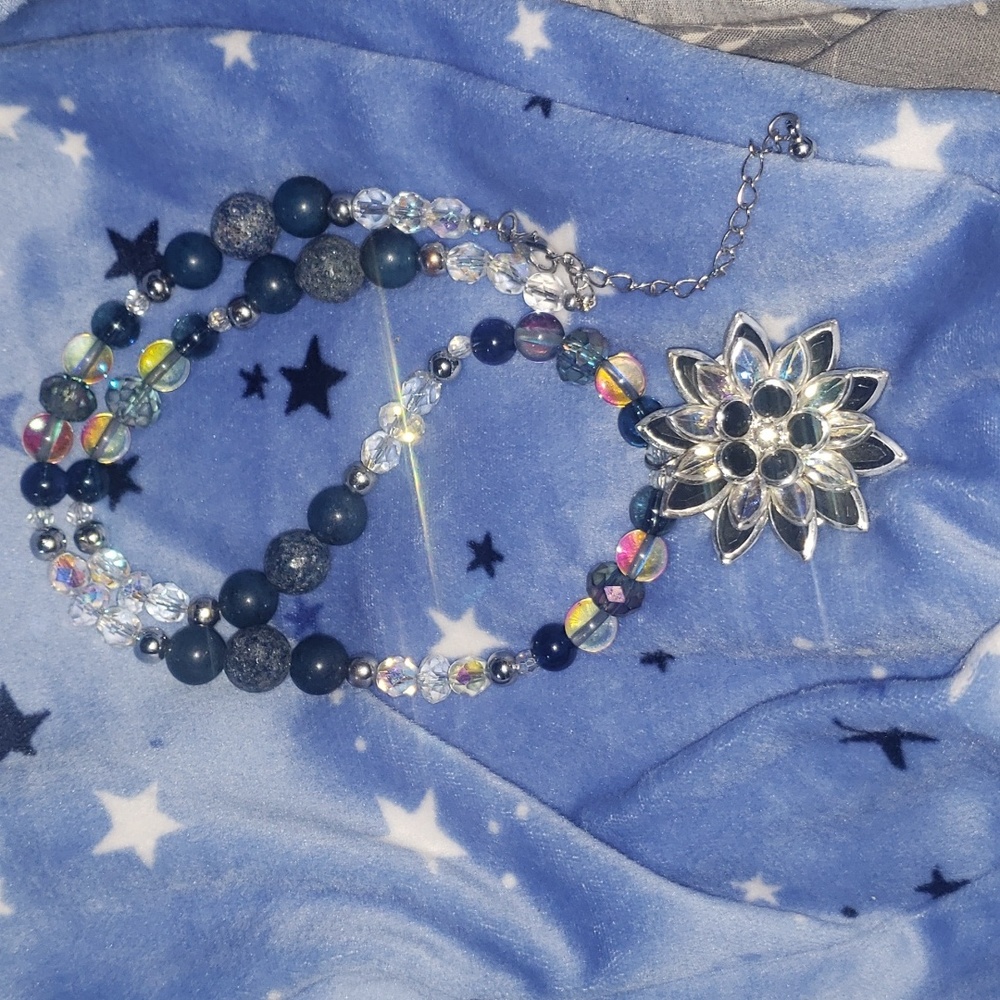 Semi precious stone and glass necklace
